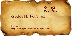Krajcsik Noémi névjegykártya